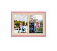 AK Frames 20X14 Pastel Pink Sleek Multi Photo Frame With Ivory Mount - Holds 2 Apertures (2X) A4 Photos