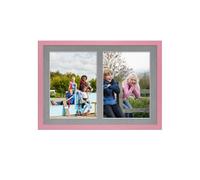 AK Frames 20X14 Pastel Pink Sleek Multi Photo Frame With Mid Grey Mount - Holds 2 Apertures (2X) A4 Photos
