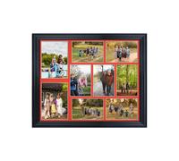 AK Frames 20X16 Black Classic Multi Photo Frame With Poppy Red Mount - Holds 9 Apertures (2X) 7X5, (7X) 6X4 Photos