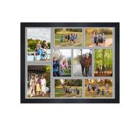 AK Frames 20X16 Black Modern Multi Photo Frame With Silver Mount - Holds 9 Apertures (2X) 7X5, (7X) 6X4 Photos