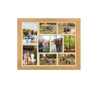 AK Frames 20X16 Country Pine Classic Multi Photo Frame With Ivory Mount - Holds 9 Apertures (2X) 7X5, (7X) 6X4 Photos