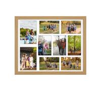 AK Frames 20X16 Light Oak Modern Multi Photo Frame With White Mount - Holds 9 Apertures (2X) 7X5, (7X) 6X4 Photos