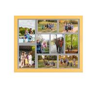 AK Frames 20X16 Mustard Yellow Modern Multi Photo Frame With Silver Mount - Holds 9 Apertures (2X) 7X5, (7X) 6X4 Photos