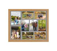 AK Frames 20X16 Oak Modern Multi Photo Frame With Mid Grey Mount - Holds 9 Apertures (2X) 7X5, (7X) 6X4 Photos