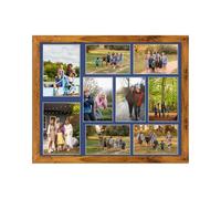 AK Frames 20X16 Rustic Oak Modern Multi Photo Frame With Blue Mount - Holds 9 Apertures (2X) 7X5, (7X) 6X4 Photos