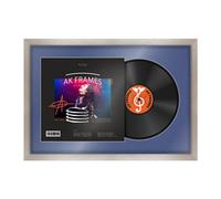 AK Frames 25X17" Aluminium Modern Vinyl Record Frame With Blue Mount For 12 Inch Lp Cover & Disc - Overlapped Design