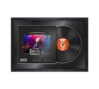 AK Frames 25X17" Black Classic Vinyl Record Frame With Black Mount For 12 Inch Lp Cover & Disc - Overlapped Design