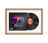AK Frames 25X17" Light Oak Modern Vinyl Record Frame With White Mount For 12 Inch Lp Cover & Disc - Overlapped Design