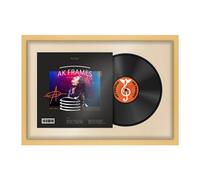 AK Frames 25X17" Matte Yellow Modern Vinyl Record Frame With Ivory Mount For 12 Inch Lp Cover & Disc - Overlapped Design