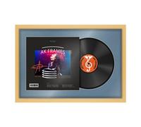 AK Frames 25X17" Matte Yellow Modern Vinyl Record Frame With Pompadour Mount For 12 Inch Lp Cover & Disc - Overlapped Design