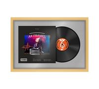 AK Frames 25X17" Matte Yellow Modern Vinyl Record Frame With Silver Mount For 12 Inch Lp Cover & Disc - Overlapped Design