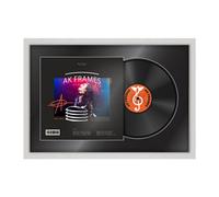 AK Frames 25X17" White Ash Modern Vinyl Record Frame With Black Mount For 12 Inch Lp Cover & Disc - Overlapped Design