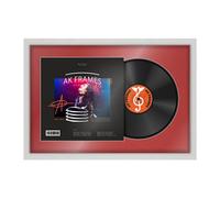 AK Frames 25X17" White Ash Modern Vinyl Record Frame With Crimson Mount For 12 Inch Lp Cover & Disc - Overlapped Design