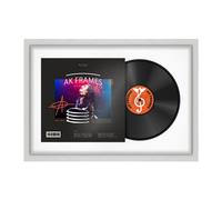 AK Frames 25X17" White Ash Modern Vinyl Record Frame With White Mount For 12 Inch Lp Cover & Disc - Overlapped Design