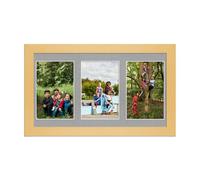 AK Frames 40X20Cm Mustard Yellow Modern Multi Photo Frame With Silver Mount - Holds 3 Apertures (3X) 6X4 Photos