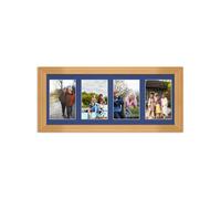 AK Frames 50X20Cm Country Pine Classic Multi Photo Frame With Blue Mount - Holds 4 Apertures (4X) 6X4 Photos