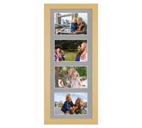 AK Frames 50X20Cm Mustard Yellow Modern Multi Photo Frame With Silver Mount - Holds 4 Apertures (4X) 6X4 Photos