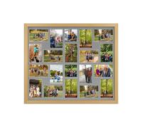 AK Frames 80X70Cm Country Pine Classic Multi Photo Frame With Mid Grey Mount - Holds 20 Apertures (18X) 6X4, (2X) 4X4 Photos