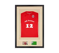 AK Frames 90X60Cm Matte Black Football Shirt Frame With Ivory Mount - 58X40Cm Shirt Window Plus Two 5X3.5" Photo Apertures