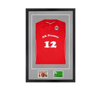 AK Frames 90X60Cm Matte Black Football Shirt Frame With Silver Mount - 58X40Cm Shirt Window Plus Two 5X3.5" Photo Apertures