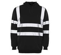 AK Garments Hi Vis Zip Hooded Sweatshirt High Visibility Reflective Tape Band Work Fleece Safety Hoodie Sweat Shirts Jacket Warm Security Workwear Work Wear Jumper Tops (4XL, Pullover Hoodie - Black)