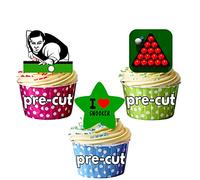 AK Giftshop 12 x Snooker I Love Snooker Player Balls Mix- 12 EDIBLE WAFER CAKE TOPPERS STAND UP STANDUPS