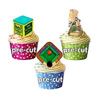 AK Giftshop 12 x Snooker Table Chalk Happy Birthday Mix - 12 EDIBLE WAFER CAKE TOPPERS STAND UP STANDUPS