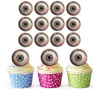 AK Giftshop 24 PRE-CUT Circles - Halloween Eyeballs Edible Cupcake Toppers/Cake Decorations