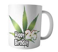 AK Giftshop 24th Birthday Gift - Tea/Coffee Mug - Cannabis Marijuana Rasta Weed Leaf Themed