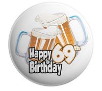 AK Giftshop 69th Birthday Badge - Beer Pint Glasses