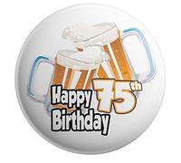 AK Giftshop 75th Birthday Badge - Beer Pint Glasses