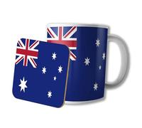 AK Giftshop Australia Flag Mug (10oz) and Coaster Set - Gift - Birthday - Christmas - Anniversary - Secret Santa - Coworker