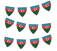 AK Giftshop Azerbaijan Pennant Flag Bunting Birthday Wedding Events Decorations - 12pcs / 2.5m Ribbon
