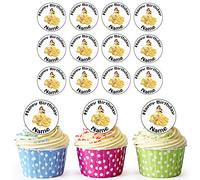AK Giftshop Belle Beauty And The Beast Princess - 24 Personalised Edible Cupcake Toppers/Birthday Cake Decorations - Easy Precut Circles