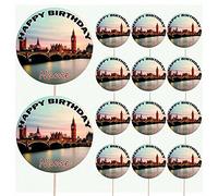 AK Giftshop Big Ben London Personalised Food & Cake Toppers Picks Birthday Decorations - (Pack of 14)