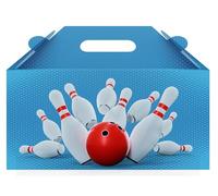 AK Giftshop Bowling Party Boxes, Carry Lunch Food Treats Favour, Set of 12, Assorted Colours (Blue)