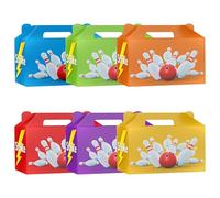AK Giftshop Bowling Party Boxes, Carry Lunch Food Treats Favour, Set of 12, Assorted Colours (Mix 2 x each colour)
