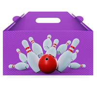 AK Giftshop Bowling Party Boxes, Carry Lunch Food Treats Favour, Set of 12, Assorted Colours (Purple)