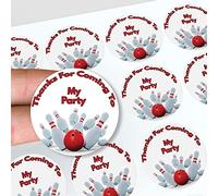AK Giftshop Bowling Thank You Birthday Party Stickers for Party Bags & Sweet Cones (24 Stickers)