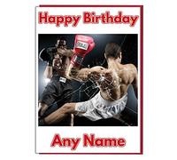 AK Giftshop Boxing Themed Personalised Birthday Card - ADD A NAME AND AGE