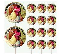 AK Giftshop Chicken Personalised Food & Cake Toppers Picks Birthday Decorations - (Pack of 14)