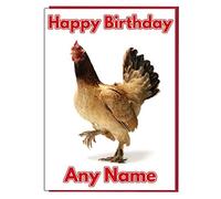 AK Giftshop Cockerel - Chicken Themed Personalised Birthday Card - ADD A NAME AND AGE