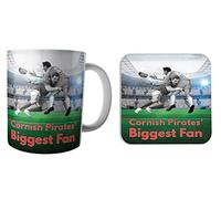 AK Giftshop Cornish Pirates Biggest Fan Rugby Mug and Coaster Gift Set