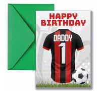 AK Giftshop Daddy Football Birthday Card, Jersey Design, A5 Size, with Green Envelope - CUSTOM WITH ANY NUMBER (BOURNEMOUTH COLOURS)