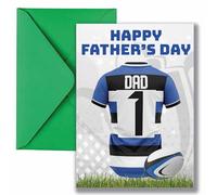 AK Giftshop Father's Day Rugby Card, Bath Jersey Design, Number 1 Theme, Sports Motif, A5 Size with Green Envelope (DAD)