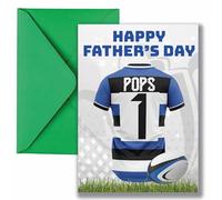 AK Giftshop Father's Day Rugby Card, Bath Jersey Design, Number 1 Theme, Sports Motif, A5 Size with Green Envelope (POPS)