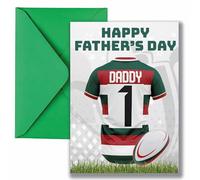AK Giftshop Father's Day Rugby Card, Leicester Tigers Jersey Design, Number 1 Theme, Sports Motif, A5 Size with Green Envelope (DADDY)