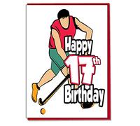 AK Giftshop Field Hockey - 17th Birthday Card - Boys, Son, Teenager, Grandson, Friend, Nephew, Brother