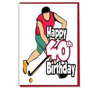 AK Giftshop Field Hockey - 40th Birthday Card - Mens, Son, Grandson, Dad, Brother, Husband, Boyfriend, Friend