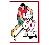 AK Giftshop Field Hockey - 60th Birthday Card - Mens, Son, Grandson, Dad, Brother, Husband, Boyfriend, Friend